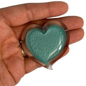 Lucite Heart‎ Pin Brooch Resin Aqua Blue Clear  Style Costume Jewelry E14Q